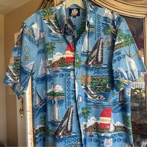Reyn Spooner Blue Nautical Print Men's Shirt